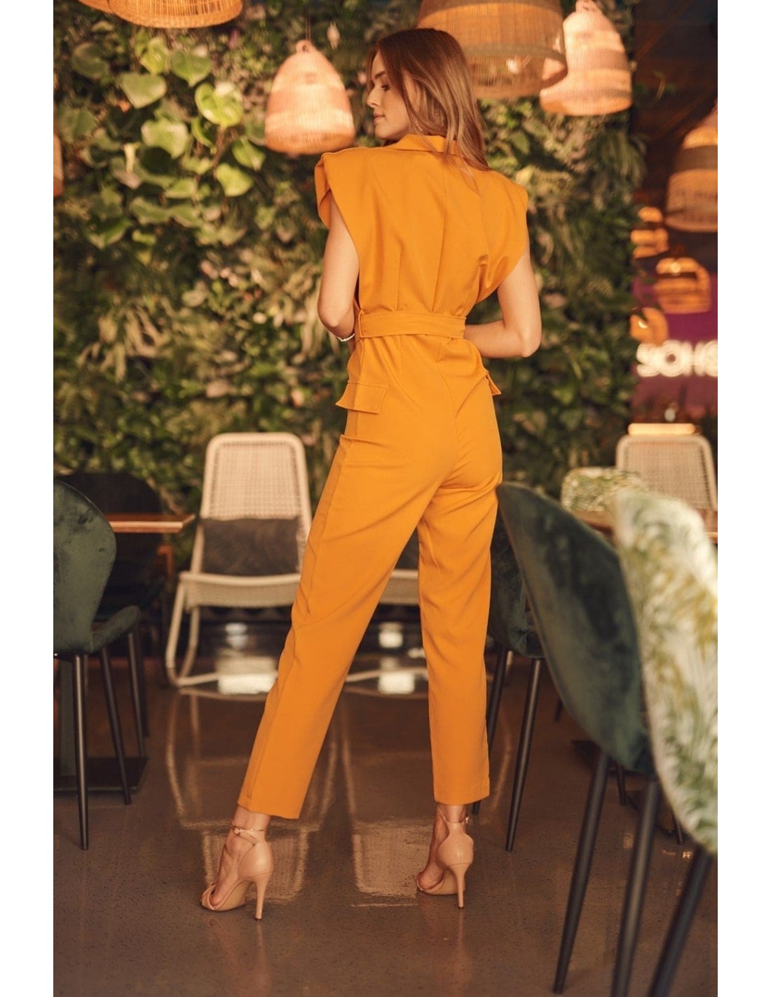 Elegant jumpsuit with a mustard collar FG573 - Online store - Boutique